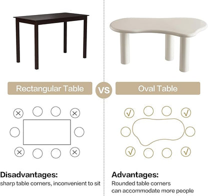 62.2" Dining Table Set for 4, Irregular Dining Table with 4 Chairs, Modern Cream Style Dining Table Set for Kitchen, Dining Room