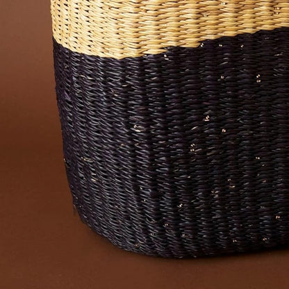 Kitchen & Dining Storage, Reusable Grocery Bag, Countertop Fruits Holder, Picnic Basket, Market Tote, Beach Basket, Harvesting, Foraging, Decorative Wicker Basket, Woven, Boho, Natural Black