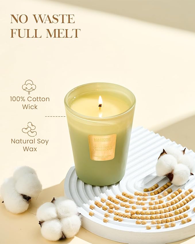 M&SENSE Eucalyptus Cedarwood Scented Natural Soy Wax Candle, 14.1oz 60 Hours Long Lasting Slow Burning, Aromatherapy Candle for Stress Relief Home Decor