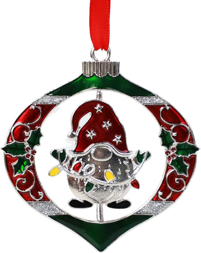 Christmas Ornaments 2025 Keepsake Xmas Tree Decorations with Gift Box Rotation Pendant DIY Hanging Craft Collectibles for Indoor Home Party (Gnome)