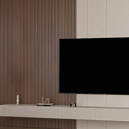 2PCS Wood Slat Acoustic Wall Panels for Ceiling and Wall Decor 3D Fluted Sound Absorbing Textured Panel with Wood Finish 108"×6" (Maple Light)