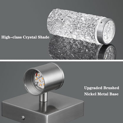 Brushed Nickel Wall Sconces Set of 2, LED Bathroom Vanity Light Fixtures, Hardwired Crystal Sconces Wall Lighting Over Mirror, LED Wall Mount Lights for Bedroom Hallway Indoor, 10W 3000K