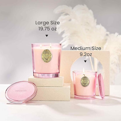 M&SENSE Natural Soy Candle | Jasmine & Pink | 9.2 oz, 50H Burn Time | Luxury Scented Candle for Relaxation, Gifting, Home Décor | Ideal for Bedroom, Office, Party Ambiance