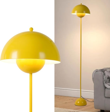 COSYLUX Modern Floor Lamp for Living Room, Industrial Tall Standing Lamp for Bedroom, Metal Shade Reflecting Light Reading Floor Lamp for Office, Nursery Room, Corner(Yellow)