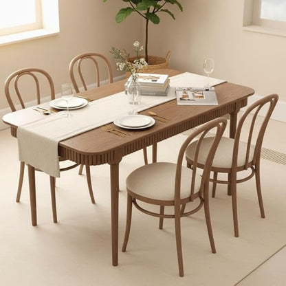 LukeAlon Mid-Century 63 Inch Solid Wood Dining Table for 4-6, Retro Farmhouse Kitchen Table with Large Tabletop, Modern Table for Dining Room, Living Room, Kitchen, Natural