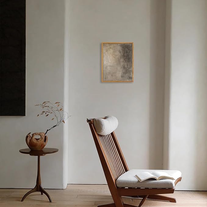 KBKBART Framed Neutral Wall Art, Earthy Abstract Canvas Oil Painting, Minimalist Textural Artwork Wall Decor, Neutral Gallery Art Prints for Bedroom Living Room, Gallery, Gifts for Friends or Family (8"x10")