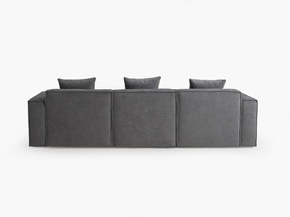 Acanva Luxury Modular Sectional Living Room Sofa Set, Modern Minimalist Style Couch with Ottoman and Chaise, L-Shape, Dark Grey