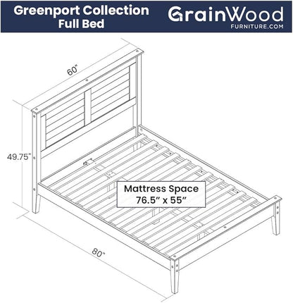 Grain Wood Furniture Greenport Solid Wood Platform Bed, Full Size, Brushed White