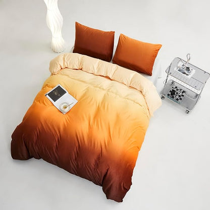 CLOTHKNOW Dark Orange Velvet Queen Comforter Set Fluffy Bedding Comforter Sets Dark Yellow Queen Comforter Soft Caramel Comforter Sets Queen