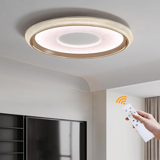 LED Flush Mount Ceiling Light, 19inch Round Dimmable Ceiling Lamp, Multiple Modes, 3000K-6000K, 60W, Modern Living Room Lighting Fixture for Entryway, Dining Room, Bedroom, Bathroom, Study