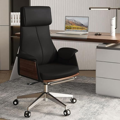 homary Modern Home Executive Office Chair, High Back Adjustable Swivel Chair Faux Leather Ergonomic Task Chair with Adjustable Height & Rolling Base, Black