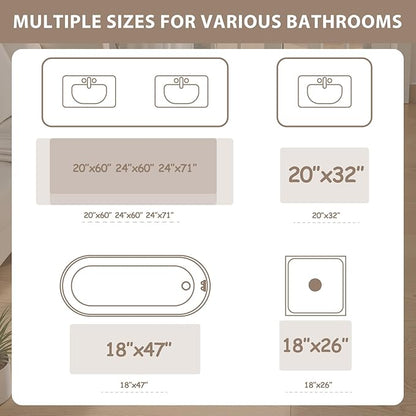 Uphome Bathroom Rugs Runner, Distressed Farmhouse Boho Blush Pink Bath Mat, Non Slip Washable Long Bath Rugs, Vintage Traditonal Soft Velvet Bathroom Runner for Bathtub Sink Shower, 18x47 inch