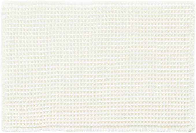 Cream White Bathroom Rugs, Waffle Bath Mat Non Slip Washable Super Absorbent Quick Dry Boho Farmhouse Bathroom Decor, 36"x24" Cream White