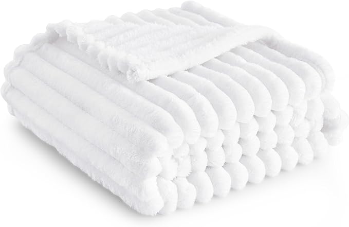 Bedsure GentleSoft White Fleece Blanket for - Cozy Soft Blankets for Women, Cute Small Throws for Girls, 50x70 Inches