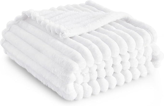 Bedsure GentleSoft White Fleece Blanket for - Cozy Soft Blankets for Women, Cute Small Throws for Girls, 50x70 Inches