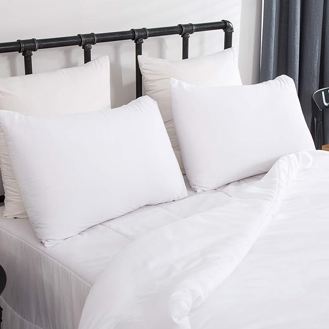 CLOTHKNOW White Full Size Comforter Sets 3Pcs White Bedding Comforter Sets Women Men Bedding Sets Soft Comforter with 2 x Pillow Cases All Season