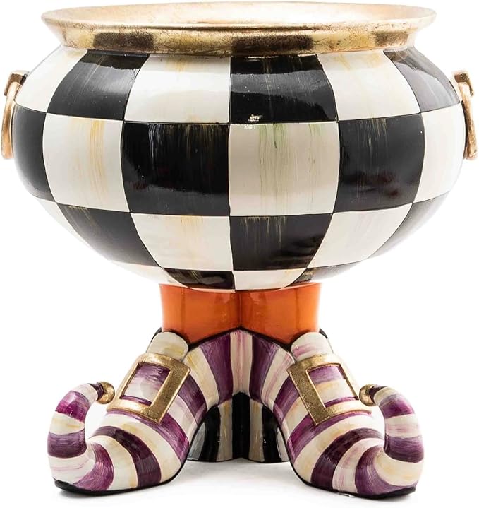MACKENZIE-CHILDS Witch’s Boot Cauldron, Halloween Cauldron Decor, Indoor Witch Decoration