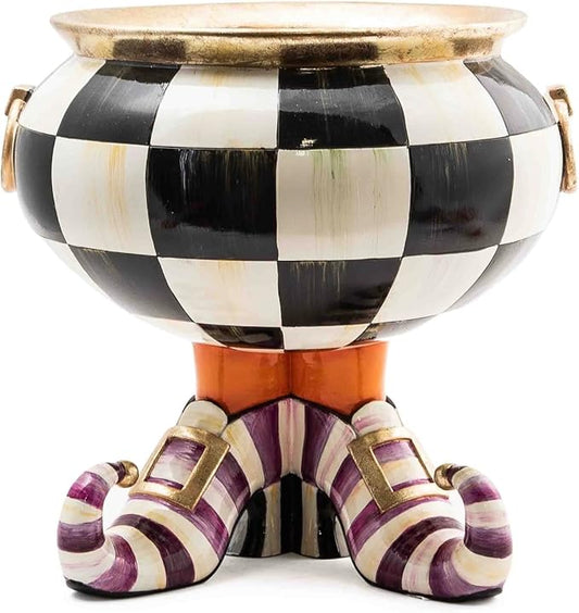 MACKENZIE-CHILDS Witch’s Boot Cauldron, Halloween Cauldron Decor, Indoor Witch Decoration