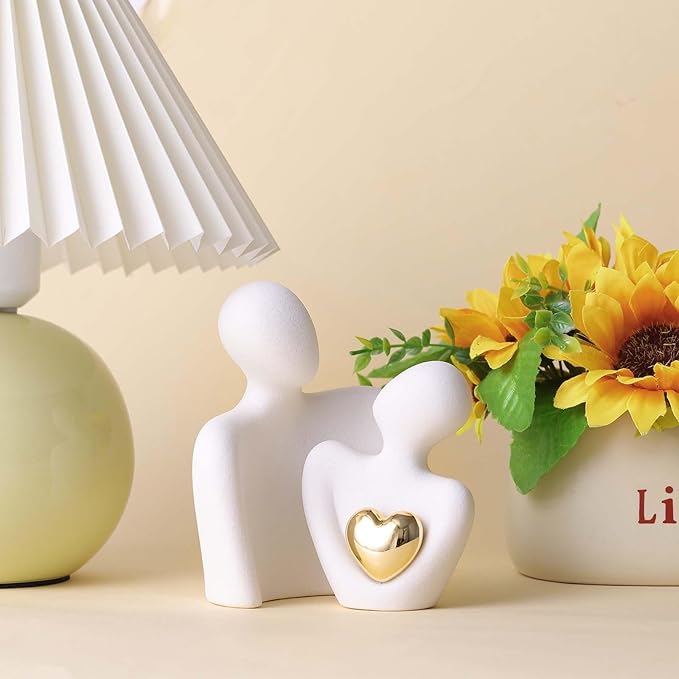 Mini Couple Statue Tv Stand Decor Items for Living Room Home Decor,Bedroom Decor for Couples Sculpture for Anniversary Wedding,Love Gifts for Couples 2025,Knick Knacks for Shelve (White, 4.72in)