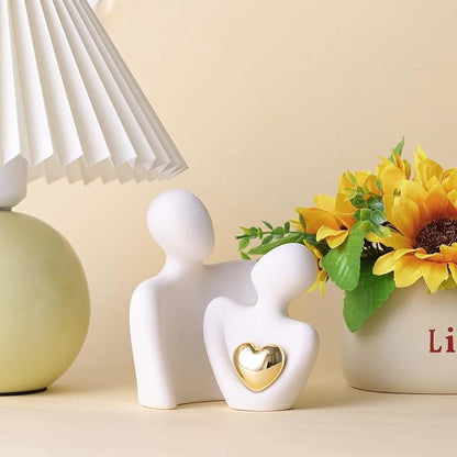 Mini Couple Statue Tv Stand Decor Items for Living Room Home Decor,Bedroom Decor for Couples Sculpture for Anniversary Wedding,Love Gifts for Couples 2025,Knick Knacks for Shelve (White, 4.72in)