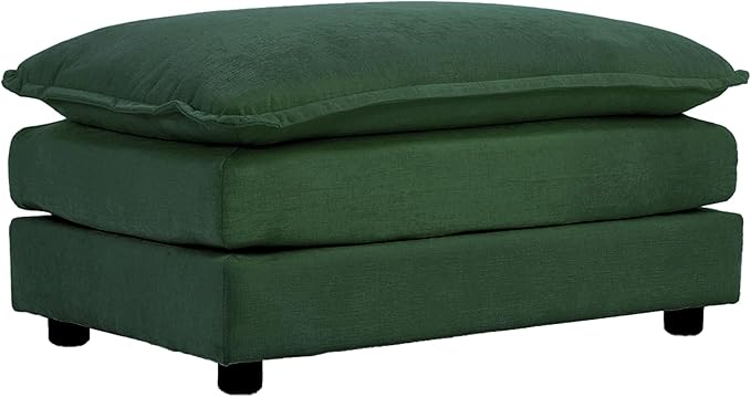SoarFlash Chenille Sectional Sofa Ottoman,Green