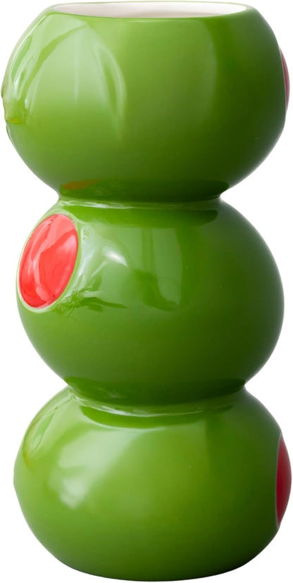 ban.do Decorative Ceramic Flower Vase for Centerpiece, Tall Novelty Olive Vase for Home/Kitchen/Bar Cart (Olives)