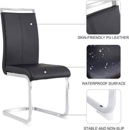 71" Glass Dining Table Set for 4, Kitchen Table and 4 PU Leather Chairs, Dining Table Set Ideal for Living Room