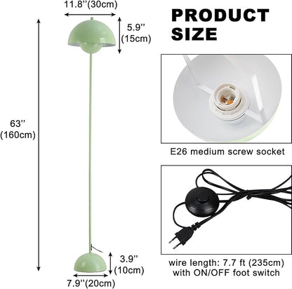 COSYLUX Modern Floor Lamp for Living Room, Industrial Tall Standing Lamp for Bedroom, Metal Shade Reflecting Light Reading Floor Lamp for Office, Nursery Room, Corner(Pastel Green)