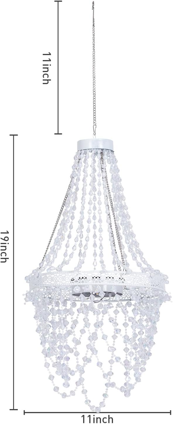 Solar Hanging Crystal Chandelier Outdoor Garden Decorative Lights Powerful Lithium Battery 54 Warm White LEDs Waterproof Hanging Lantern for Christmas Garden, Yard, Patio, Gazebo, Party, Wedding