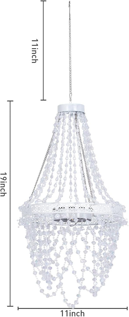 Solar Hanging Crystal Chandelier Outdoor Garden Decorative Lights Powerful Lithium Battery 54 Warm White LEDs Waterproof Hanging Lantern for Christmas Garden, Yard, Patio, Gazebo, Party, Wedding