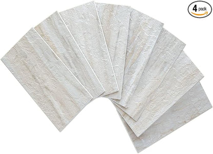 AULIGET 3" x 6" Subway Tile Peel and Stick Backsplash, Thick PVC Stick on Wall Tiles (4, Beige Slate)