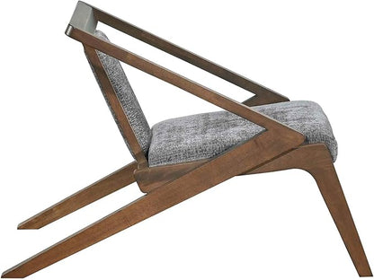Acanva Mid-Century Modern Lounge Chair, Upholstered Velvet Living Room Reading Armchair with Solid Wood Frame, Steel-Grey