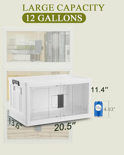 OlarHike Stackable Storage Bins with Lids Folding Storage Box with Doors and Wheels 6 Pack Cubes