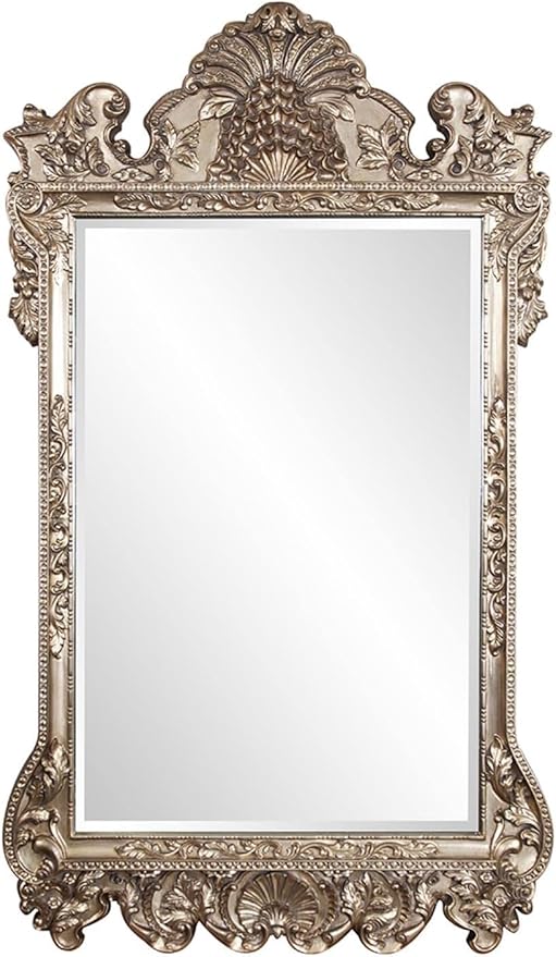 Howard Elliott Marquette Antique Oversized Full Length Mirror, Ornate Full Body Standing Floor Mirror, Large Leaning Wall Mirror for Bedroom & Living Room, Silver Leaf, 49" x 84" x 3" Inch