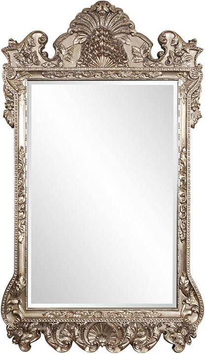 Howard Elliott Marquette Antique Oversized Full Length Mirror, Ornate Full Body Standing Floor Mirror, Large Leaning Wall Mirror for Bedroom & Living Room, Silver Leaf, 49" x 84" x 3" Inch