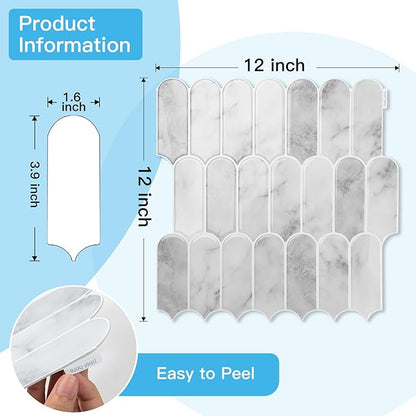 Art3d 12 x 12 Inch Heavy-Duty Peel and Stick Backsplash, Self-adhesive Wall Tiles for Kitchen Bathroom Decor, 10-Pack Gray Marble