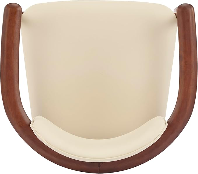 Christopher Knight Home Emeny Modern Faux Leather Upholstered Dining Chairs Set of 2, PU Kitchen Side Chairs with Wooden Frame, Living Room Comfy Reading Chair with Curved Backrest, Beige+Dark Walnut