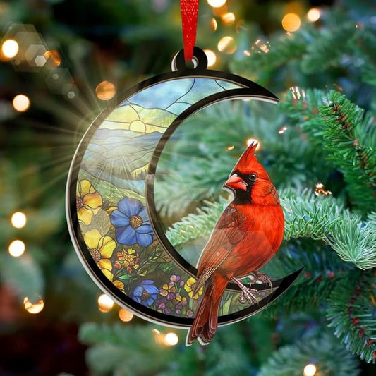 Christmas Cardinal Gifts for Women Men - Memorial Christmas Ornaments 2025, Sympathy Gifts for Loss of Loved One Mom Son, Memorial Bereavement Gift Ideas, Xmas Tree Decoration Suncatcher
