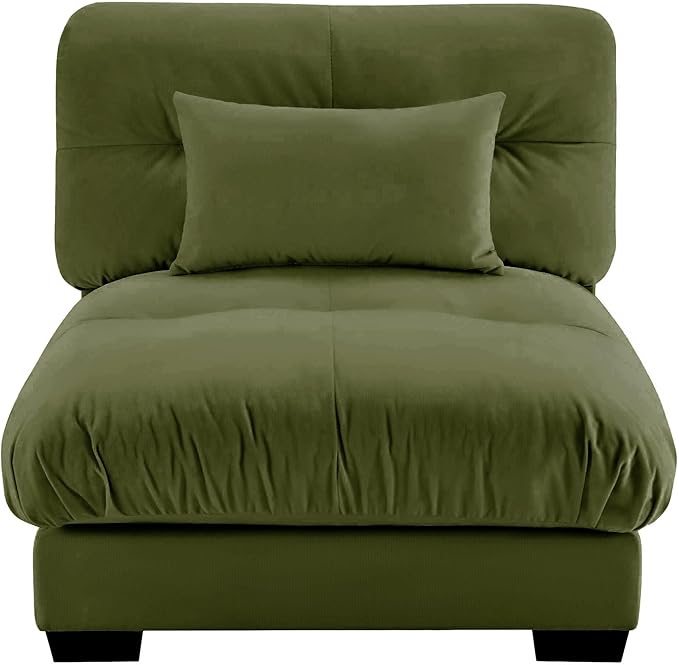 SoarFlash Velvet Sectional Middle Position Sofa, Green