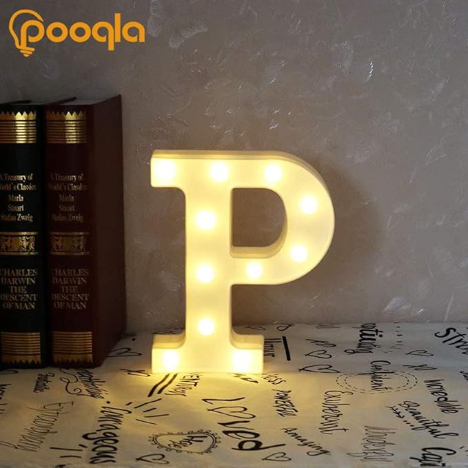Pooqla LED Marquee Letter Lights Sign, Light Up Alphabet Letter for Home Party Wedding Decoration P