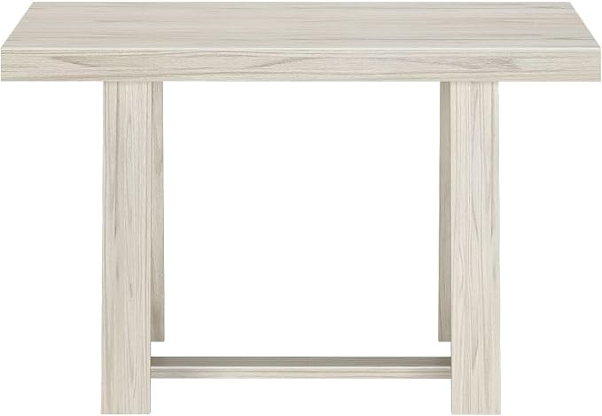 Plank+Beam 48 Inch Farmhouse Dining Table, Rustic Solid Wood Kitchen Table, Dinner Table for Dining Room, Home Office Furniture, White Sand Wirebrush