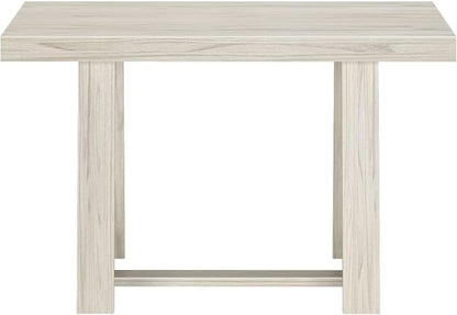 Plank+Beam 48 Inch Farmhouse Dining Table, Rustic Solid Wood Kitchen Table, Dinner Table for Dining Room, Home Office Furniture, White Sand Wirebrush