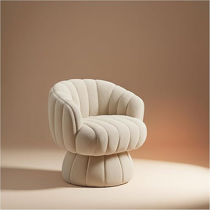 Vanity 360-Degree Swivel Accent Chair - Mid Century Modern Plush Round Makeup Chair, Relaxing Comfy Lounge Arm Chair, Idear for Living Room, Bedroom (Beige, Sherpa Fleece)