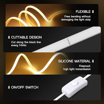 LED Neon Lights Daylight White 6000K,164ft 110-120V LED Strip Lights,Flexible Outdoor Waterproof Neon Rope Lights for Bedroom,Cabinet,Kitchen,Living Room,Mirror,Halloween Decor