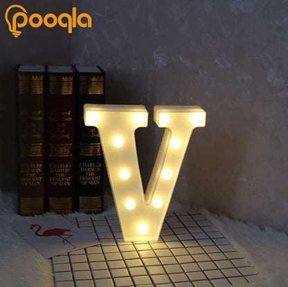 Pooqla LED Marquee Letter Lights Sign, Light Up Alphabet Letter for Home Party Wedding Decoration V
