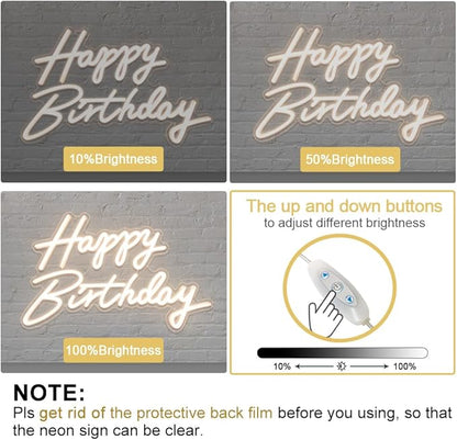 Happy Birthday Neon Sign, 22.4"x13.8" Happy Birthday Sign for Birthday Party Decor, Happy Birthday Light Up Led Signs for Backdrop, Neon Birthday Sign for Any Ages Bday Celebration, Warm White DIVATLA