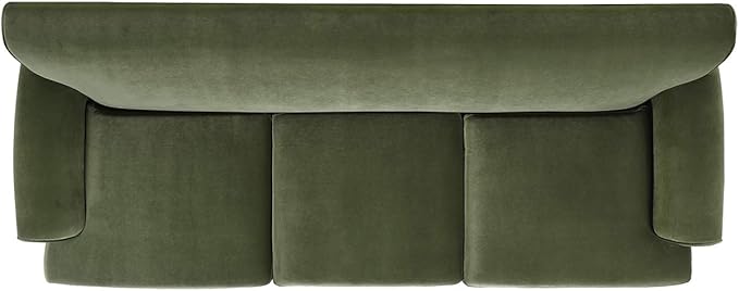 Jennifer Taylor Home Alana Lawson Recessed Arm Sofa Metal Casters, Olive Green Performance Velvet