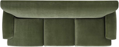 Jennifer Taylor Home Alana Lawson Recessed Arm Sofa Metal Casters, Olive Green Performance Velvet