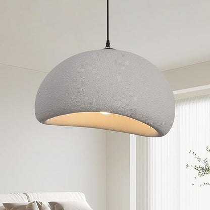 19.7in Wabi Sabi Pendant Lights Kitchen Island Lighting Fixture Ceiling Mount Grey Modern Japanese Lamp Japandi Chandelier for Dining Living Room Hallway Bedroom Restaurant Hanging Lamp