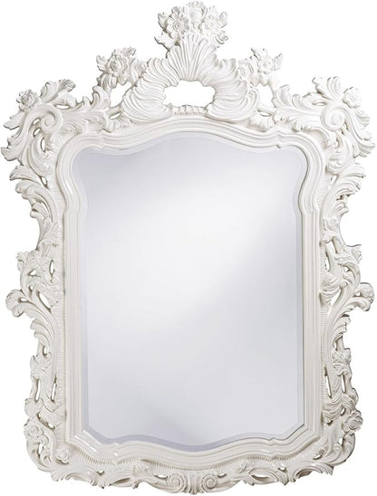 Howard Elliott Turner Large Ornate Mirror, White Ornate Mirror Beveled Edges Rectangular Vanity Mirror with Baroque Scroll Pattern for Bedroom, Living Room, Bathroom & Entryway, 56 x 42 Inch